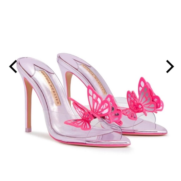 New in Box Sophia Webster Vanessa Metallic Pink Butterfly Mule Heels. Sz40.5 - Picture 1 of 11